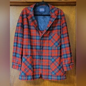 Pendleton 100% Virgin Wool 3 Button Sport Jacket Blazer XL Plaid MADE USA
